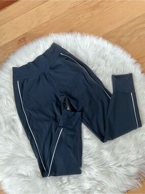 Athleta Venice High Rise Navy Track Stripe Jogger Pants Size XS
